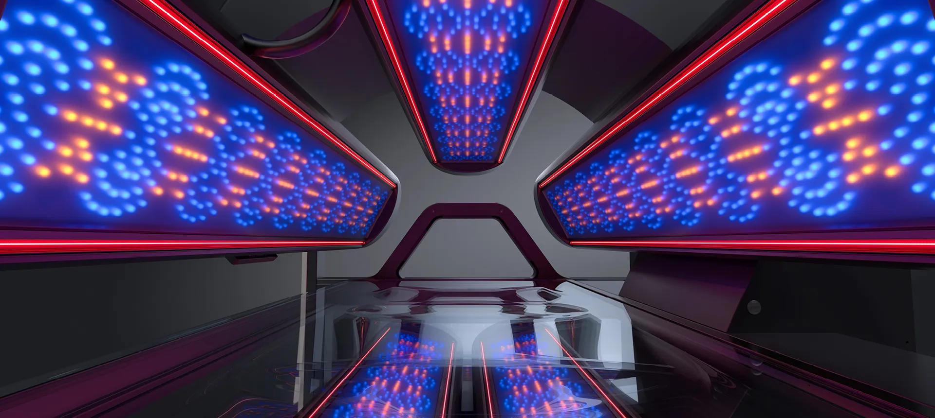 Inside the megaSun K11 Air Select, showing UV and red-light LED panels