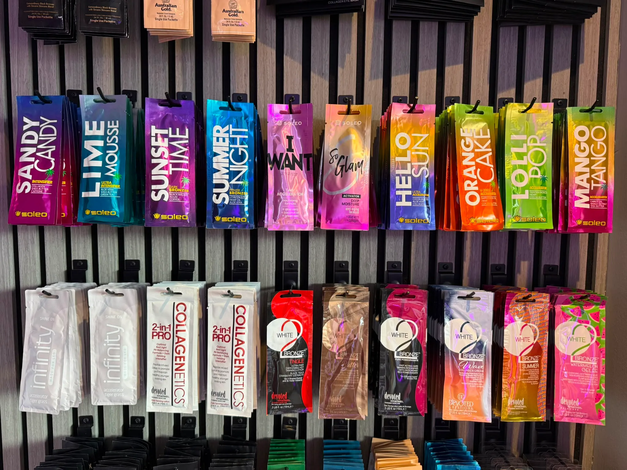 Soleo tanning sachet range at Beautano in Nitshill, Glasgow
